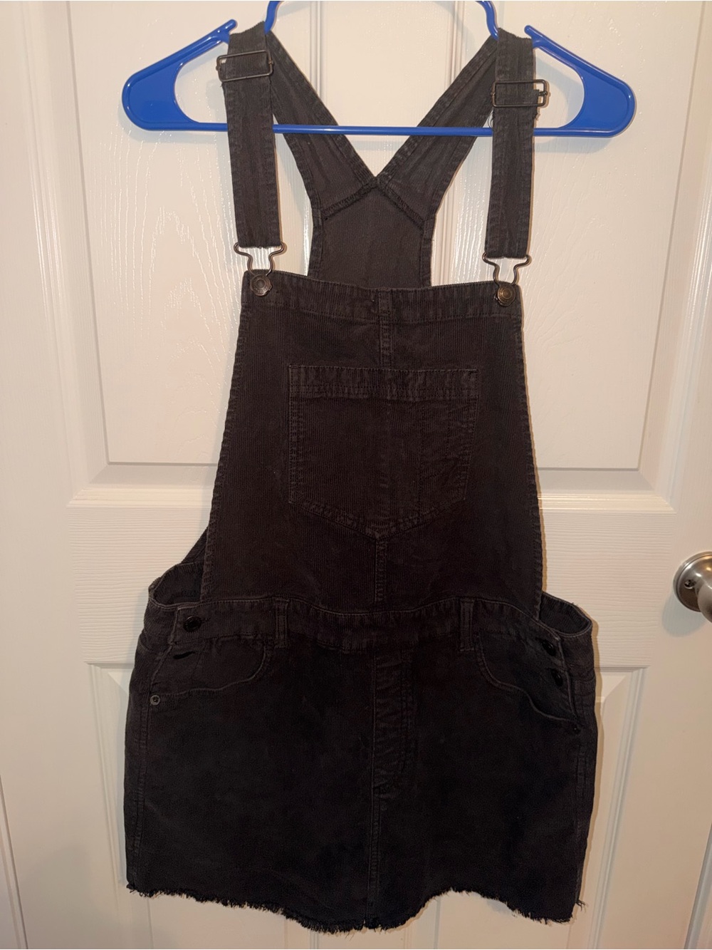 American Eagle Outfitters Black Corduroy Overalls Dress